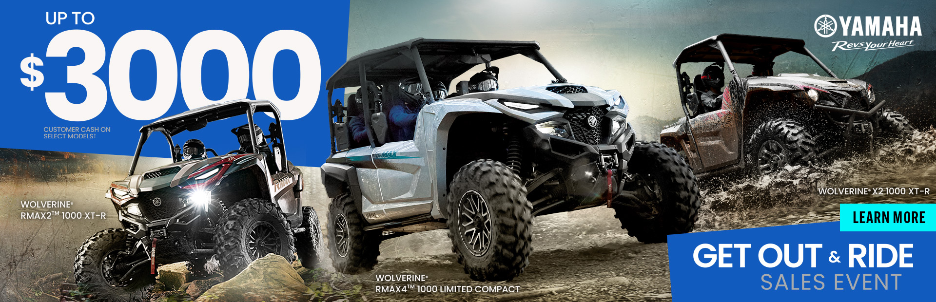 up to 1500 customer cash on select models during the get out and ride sales event